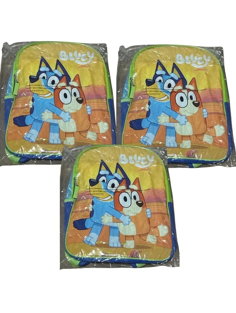 Bluey & Bingo 15-Inch Kids Backpacks Cartoon School Bookbags 3-Pack New